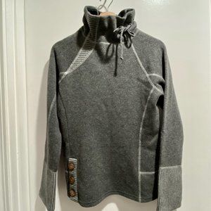 Prana Charcoal Cowl Neck Sweater with Button Detail